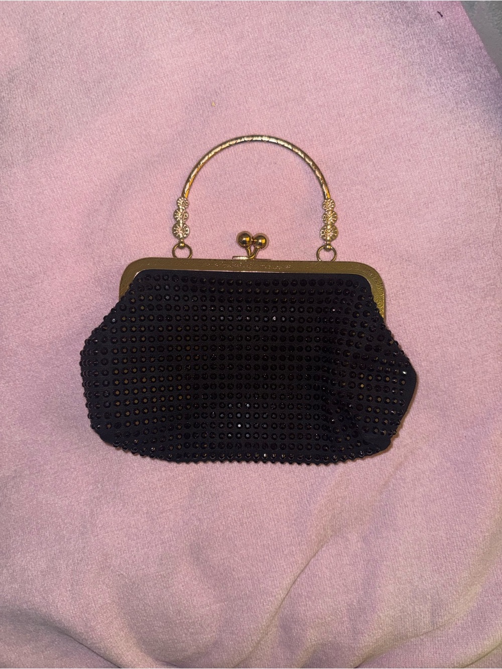 SHEIN Black Beaded Mini Handbag with Gold Frame - Picture 2 of 3